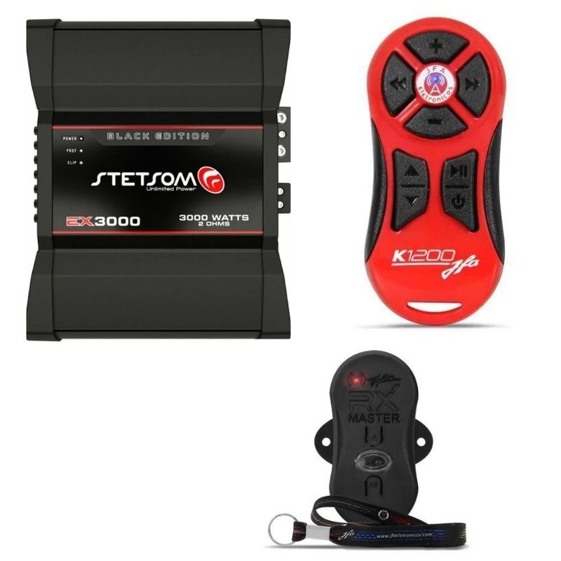 KIT MODULO STETSOM EX3000 BLACK 2OHMS +CONTROLE JFA K1200 VERMELHO