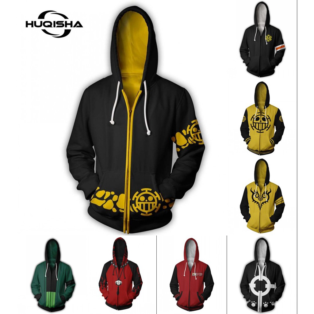 Capuz Casual Impresso One Piece Hoodie 3D Macaco Com D Luffy Ace Sabo Shanks Casaco Anime Japonês Cosplay Zip Coat