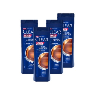 Kit 4 Shampoo Anticaspa Clear Men Queda Control 400ml