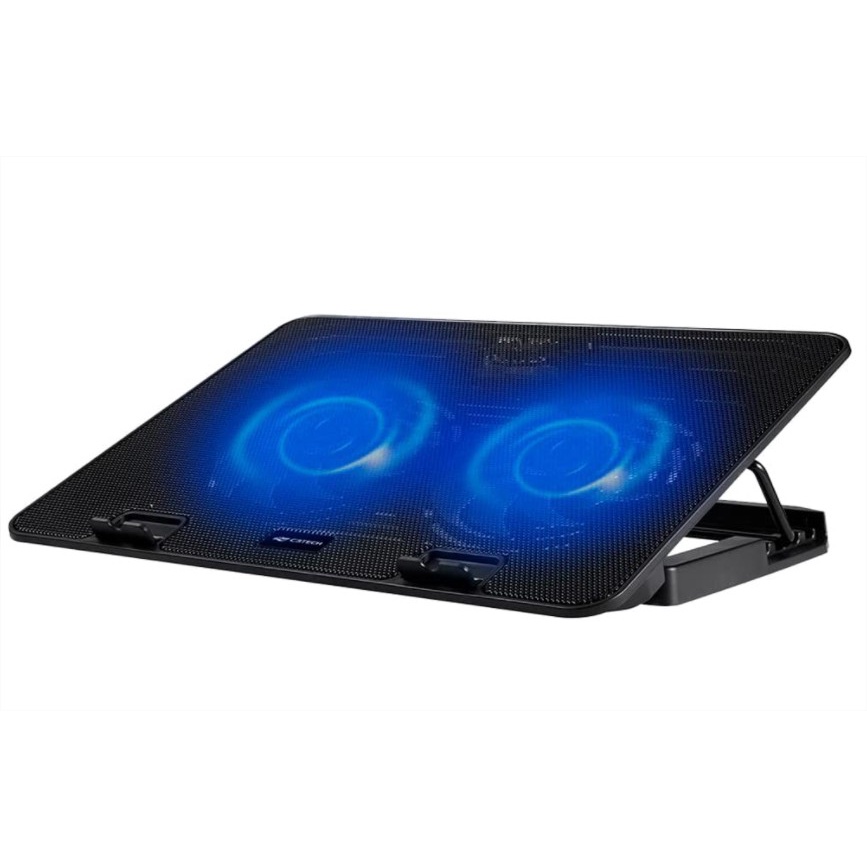 Base Suporte Em Mesa Para Notebook Até 15,6" Com Dois Coolers E Led Azul