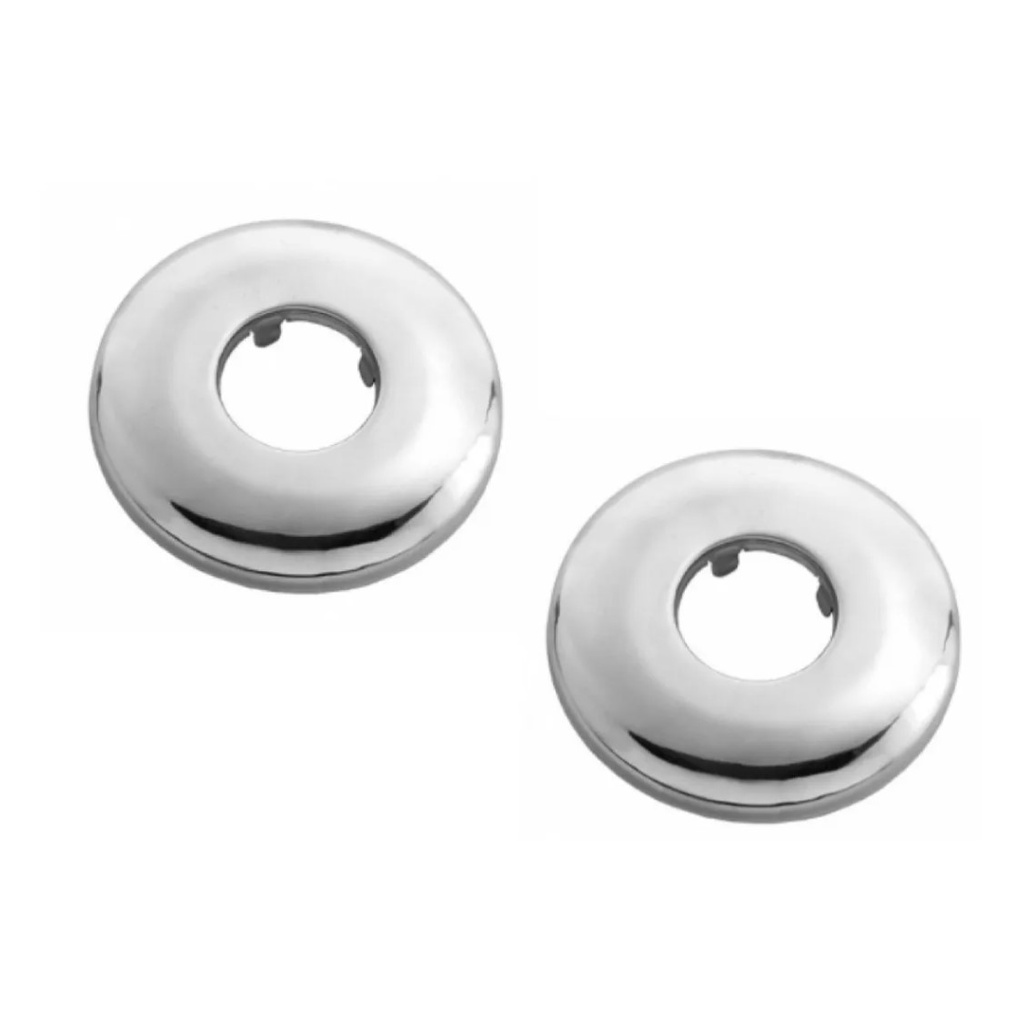 02 Canopla 1/2 Aço Inox C/ Aletas C/ Furo 21mm Diâmetro 56mm