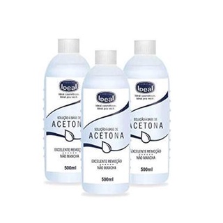 Kit 3 itens - Removedor de Esmalte Ideal com Acetona e Silicone - 500ml