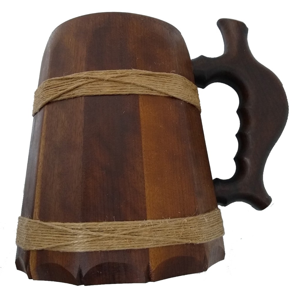 Caneca Medieval Madeira - Imbuia - Vikings - Hidromel - Cerveja - 700ml