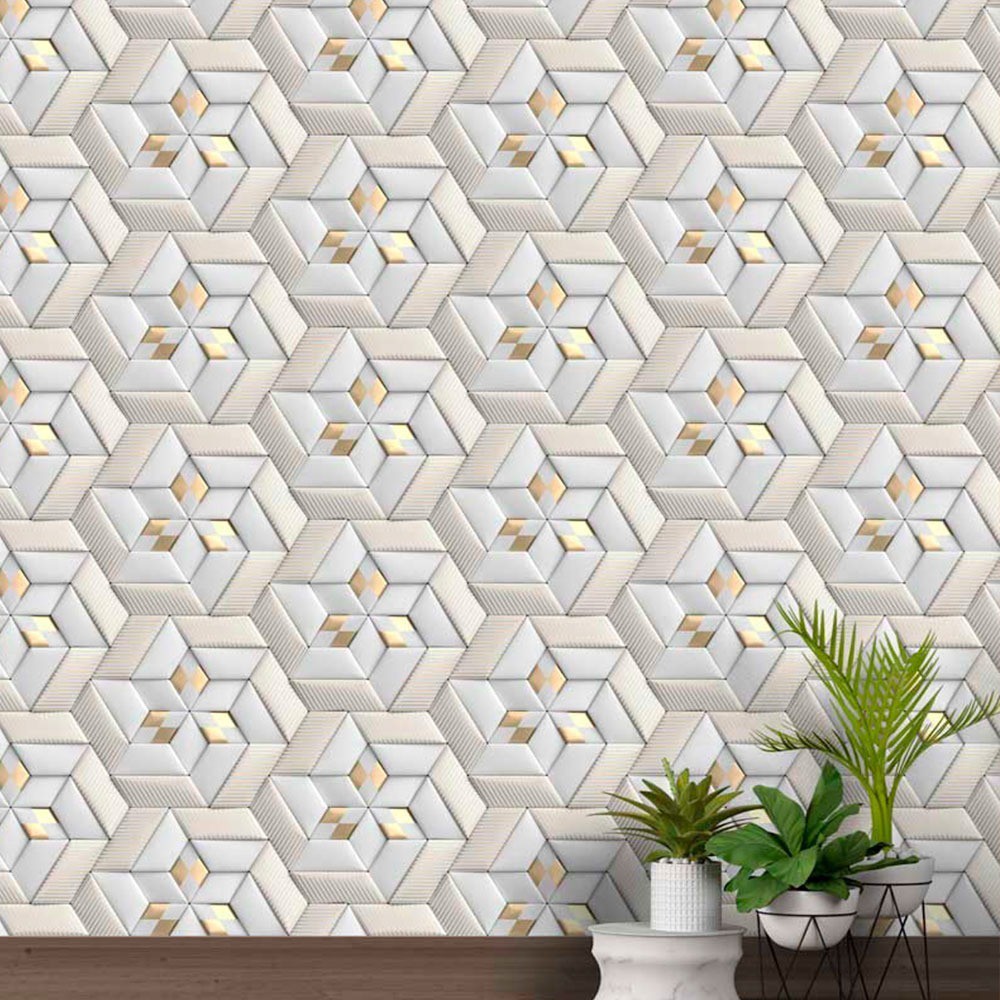 Papel De Parede 3d Dourado Cinza Geometrico Rolo Autocolante em Oferta na Shopee