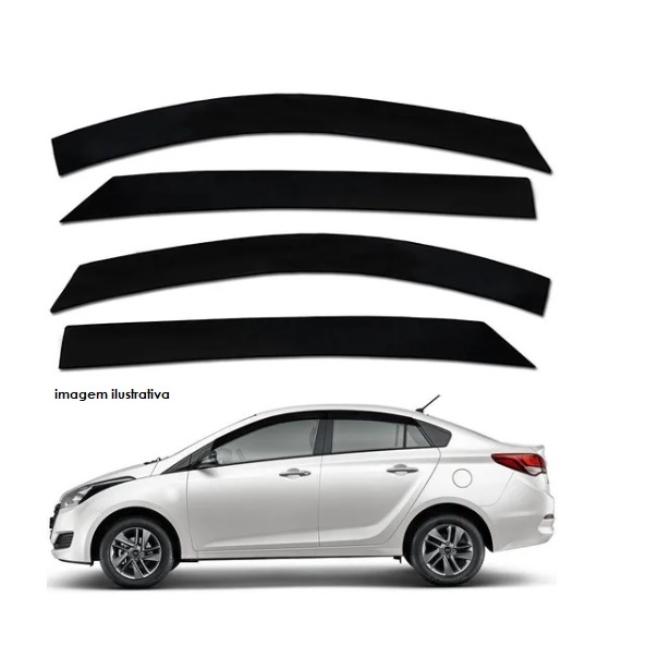 Jogo Calha De Chuva Defletor HB20 Sedan 2013 a 2019 - Acrílico Fume 12.009A