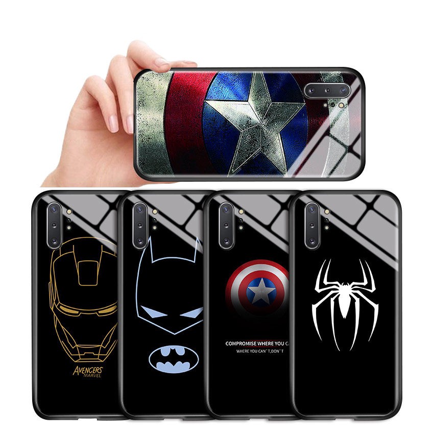 Capa De Celular Dura De Vidro Brilhante Anti-Impacto Para Samsung Galaxy Note 8 Note 9 Note 10 Note10 Pro Note 10 Plus 5g Note 10 Lite Cases Capinha Marvel