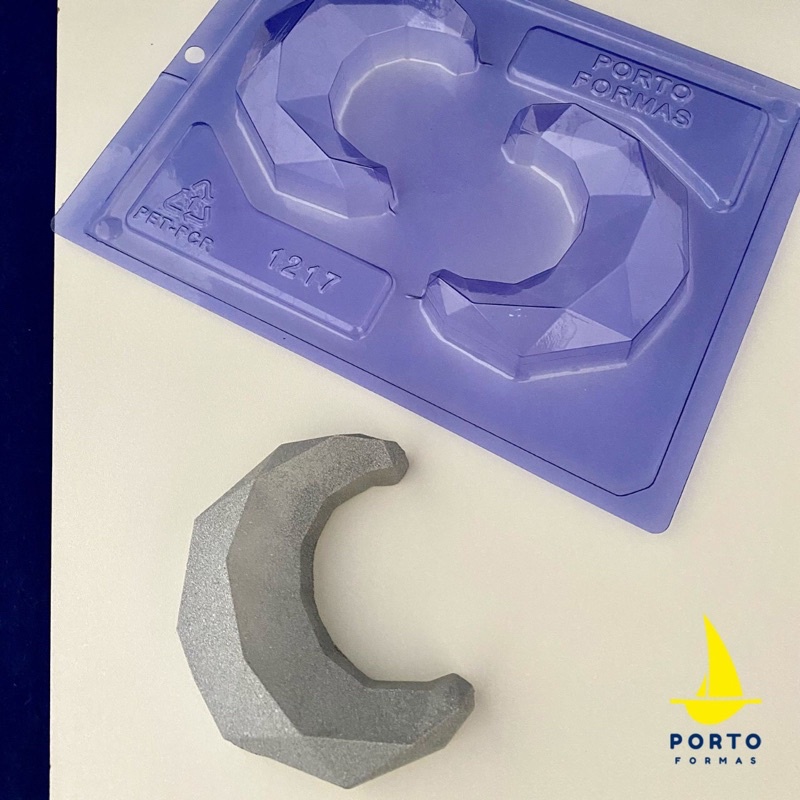 1~5 Forma silicone 3 partes p chocolate lua facetada Porto cod  P1217 em Oferta na Shopee