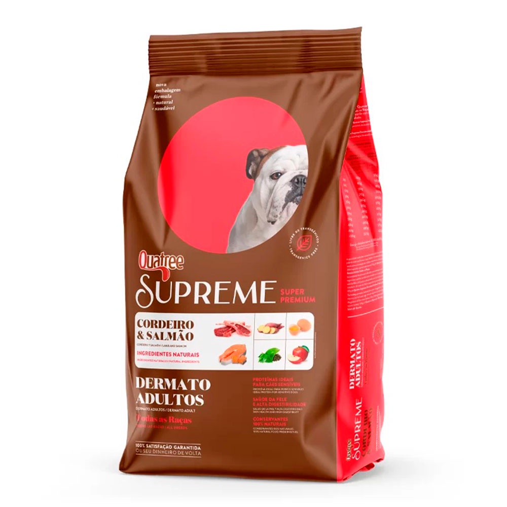 Ração Quatree Supreme Dermato Cães Adultos Cordeiro e Salmão -3kg em Oferta na Shopee