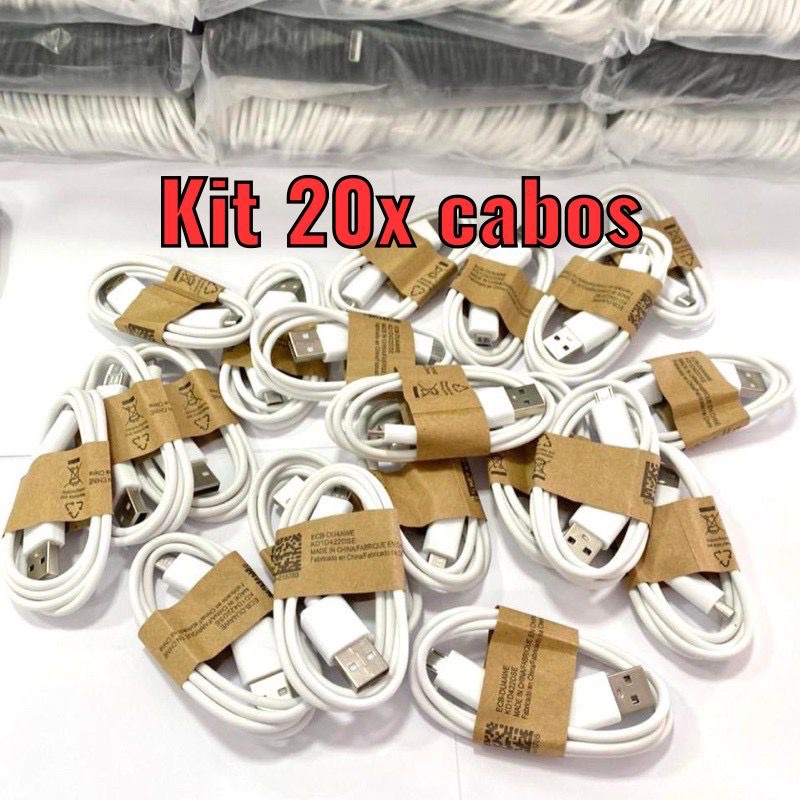 Kits 10 20x Cabos Carregador Micro V8 USB qualidade custo benefício