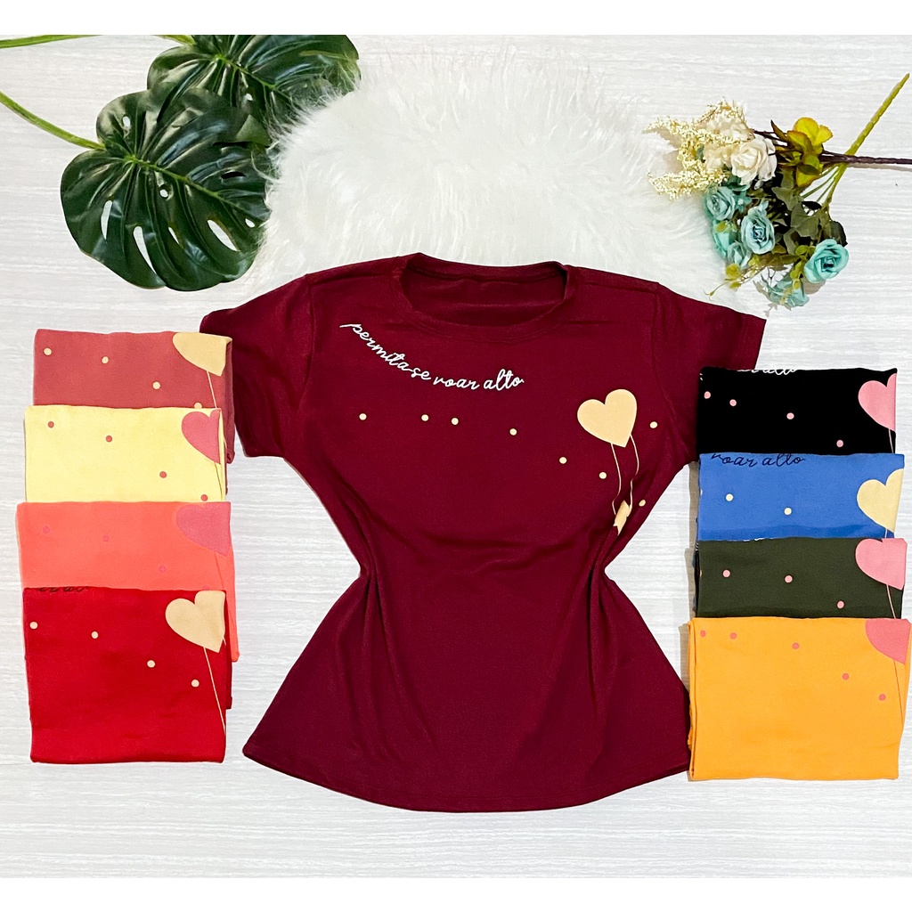 kit 3 unidades tshirt feminina blusa camisa estampada em Oferta na Shopee