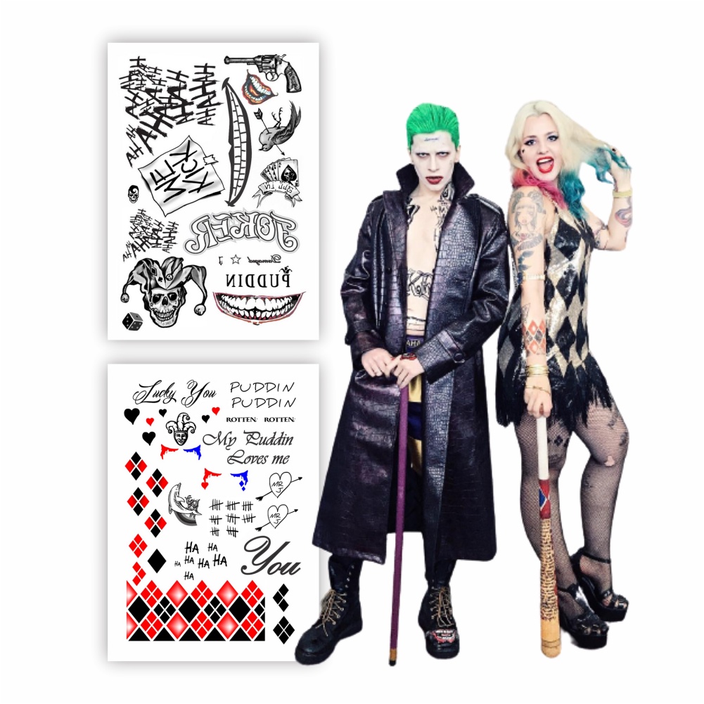 Tatuagem Temporária Casal Joker & Harley Quinn | Fantasia Cosplay