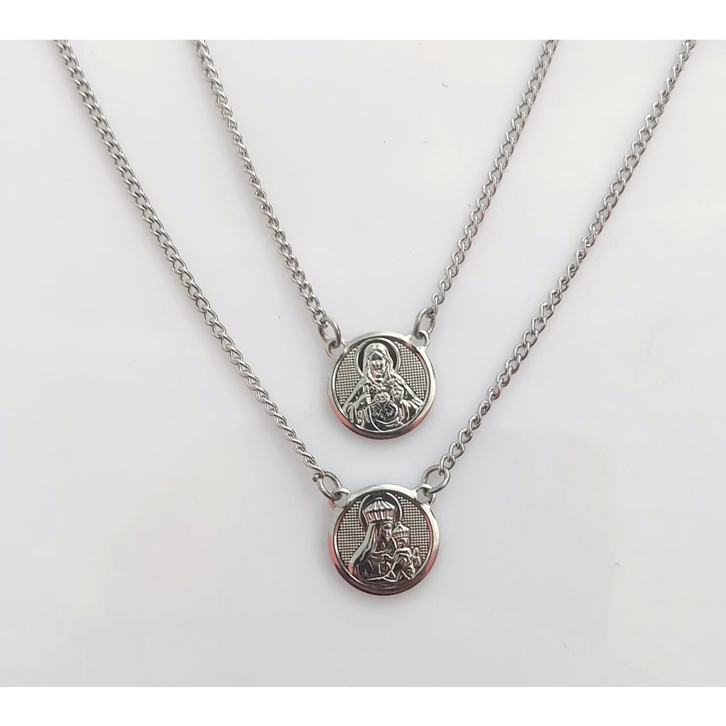 Escapulário de Nossa Senhora do Carmo em Aço Inox em Oferta na Shopee