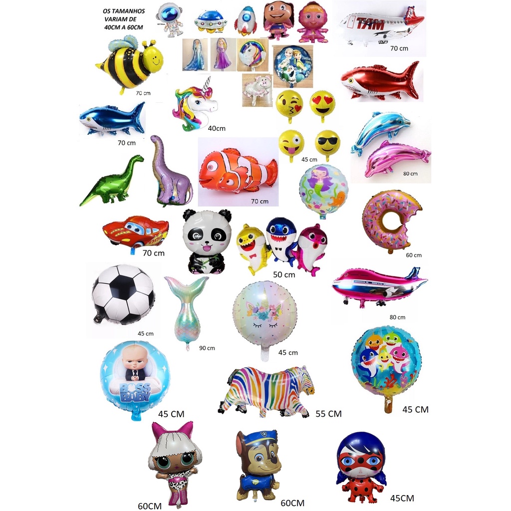 30 Unid. Mix De Balao Personagem Tematico Sortidos Atacado
