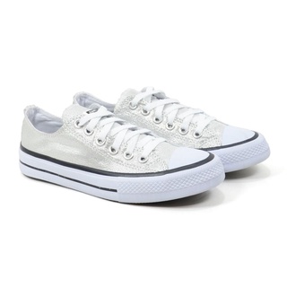 Tênis All Star Feminino Cano Baixo Casual Star Prata Metalizado Chuck Taylor