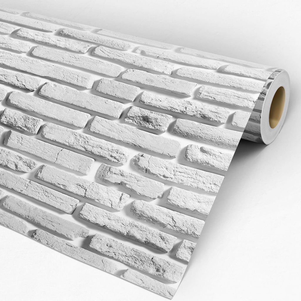 Papel de Parede Tijolinho Branco Gelo Demolição Adesivo Tijolinho Branco Adesivo Lavável - Pro Decor