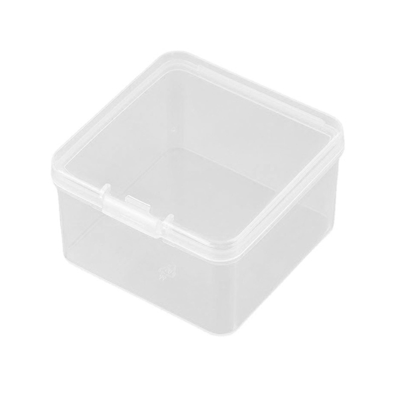 HL 2 56x2 56x1 5in Caixa De Plástico Transparente Recipientes De Armazenamento Quadrada Para w Tampa Articulada Pequeno 