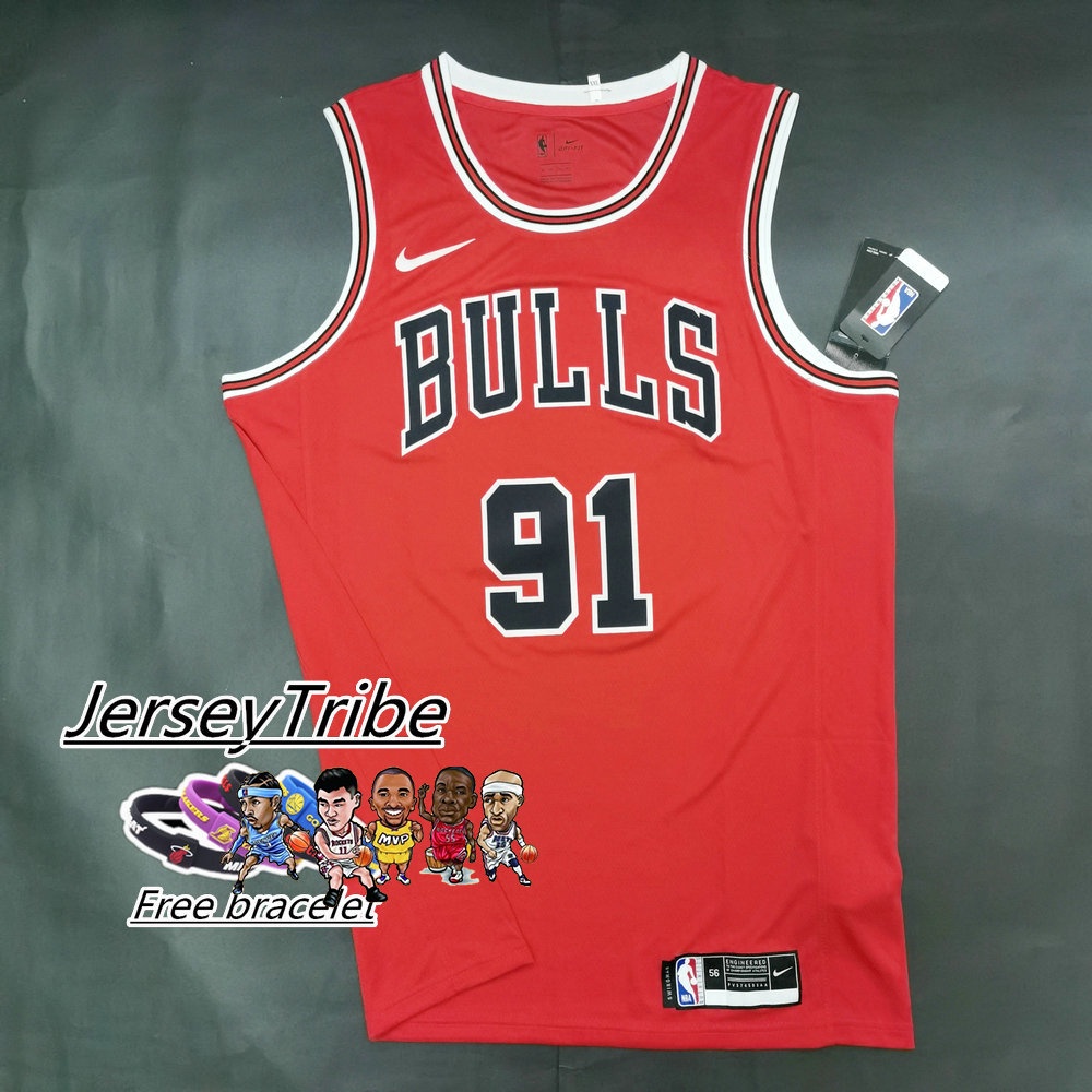 NBA Camiseta De Basquete Masculina Chicago Bulls # 91 Denis Rodman Jerseys Pressado De Calor Vermelho Branco Preto