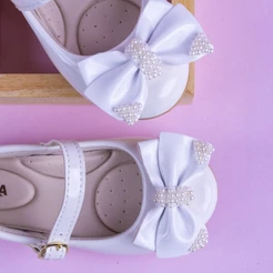 Sapatilha Infantil Bailarina Menina Laço Perolado Brilho Delicada Promoção 2019 Confortável Macia