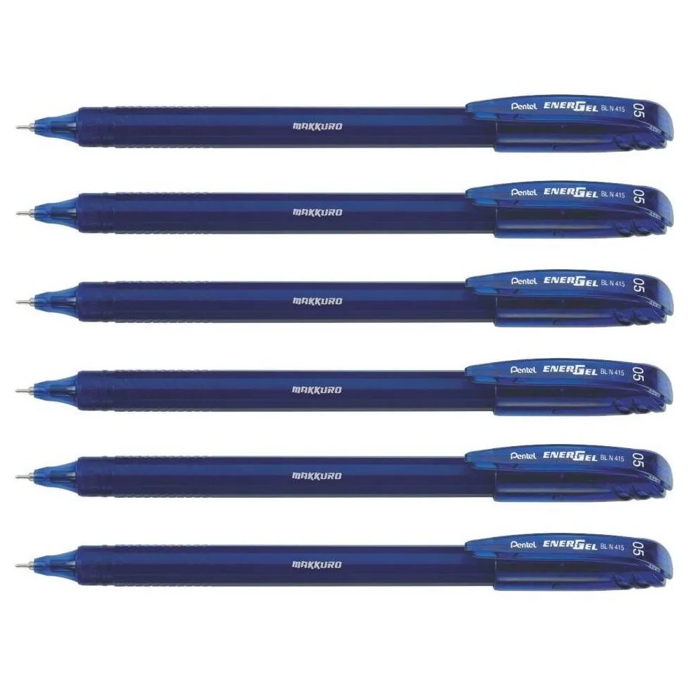 Kit 6 Caneta Gel Pentel Makkuro 0.5mm Cor Azul em Oferta na Shopee