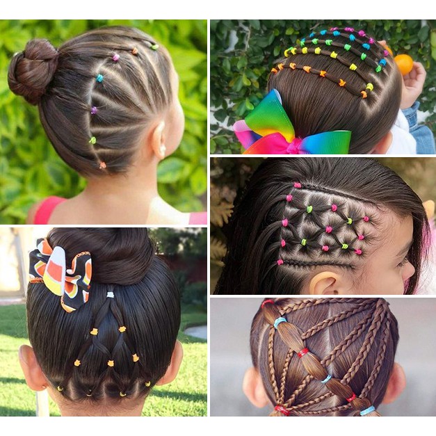 500 Unidades De Liguinha De Cabelo Elástico Colorido E Divertido Infantil Para Penteados | Shopee Brasil