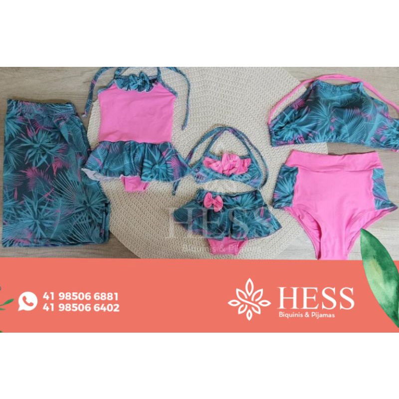 Kit Praia Família/ Moda Praia Família/ Kit Praia Família/ Biquínis Iguais