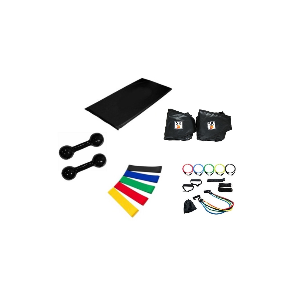 Colchonete+ Caneleira 5kg+ Halter 3kg+ 5 MiniBand+ Crossbend