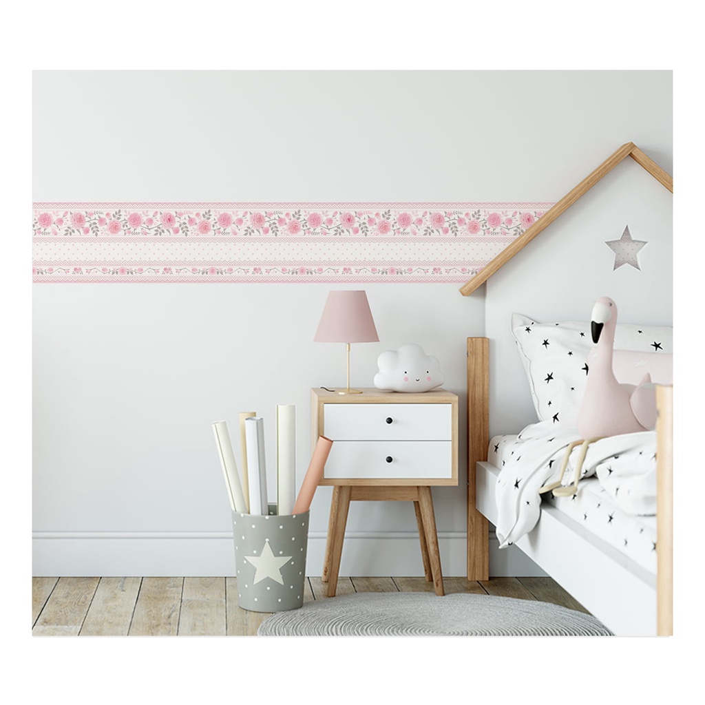 Faixa Decorativa adesiva infantil floral rosas quarto menina  promoção lindo