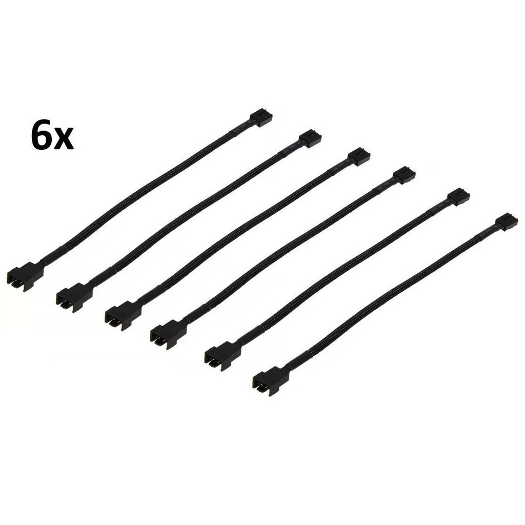 6x Cabo Fan Extensor Sleeved 1 Cooler Fan 4 Pinos Pwm 26cm