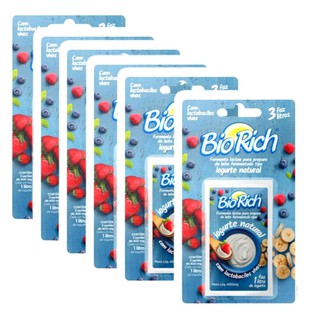 Bio Rich Fermento Lácteo 6 Cartelas com 3 Sachês cada Total 18 sachês Para fazer Iogurte Natural