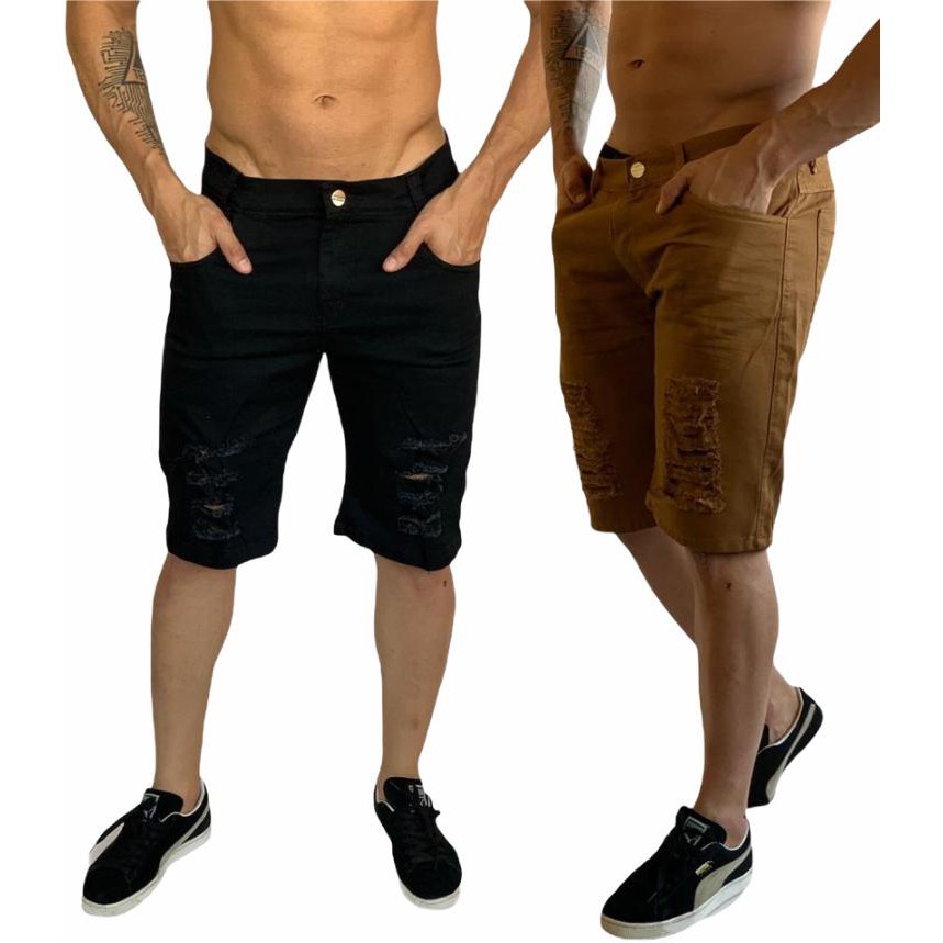 bermuda jeans masculina marrom