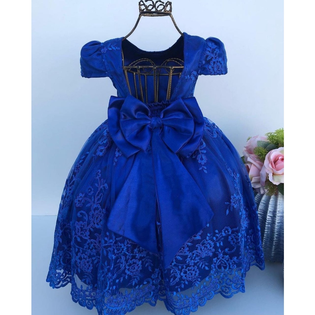 Vestido Realeza Infantil Azul Royal Tamanho 1 ao 3 | Shopee Brasil