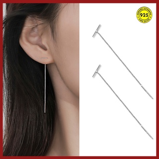 Brincos Femininos Longos Elegantes De Prata S925 Estilo Coreano