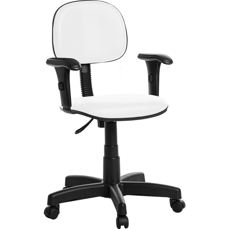 Cadeira de Escritório Secretaria Com Braço Branco RCE