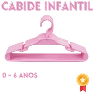 100 Cabide Infantil Rosa 5,5mm Plástico Para Roupa Bebê e Criança