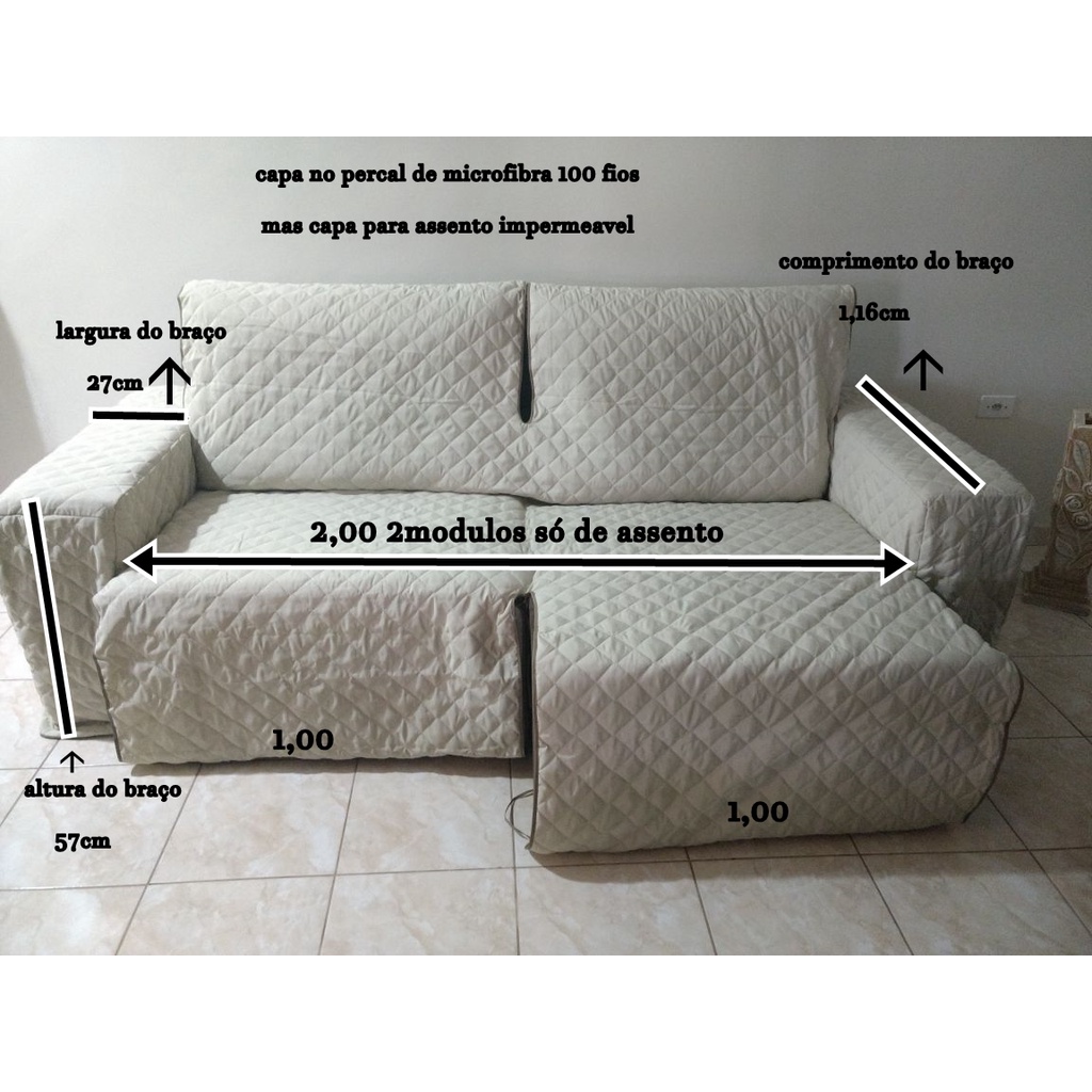 protetor para sofa todo coberto medida assento 2,20 2 mod braço medidas na  variaões mas assento impermeavel | Shopee Brasil