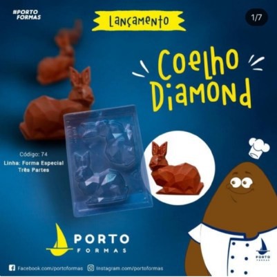 1~5 Forma Porto Com Silicone (3 partes) Para Chocolate COELHO DIAMOND - CÓD 74 em Oferta na Shopee