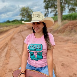 T-shirts Feminina Country Blusinha baby lock rosa