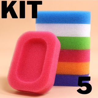 Esponja de Banho Saboneteira Bucha de Banho Colorida Kit 5 em Oferta na Shopee