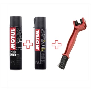 Kit Motul C1 + C4 + Escova Para Limpeza De Corrente Motos