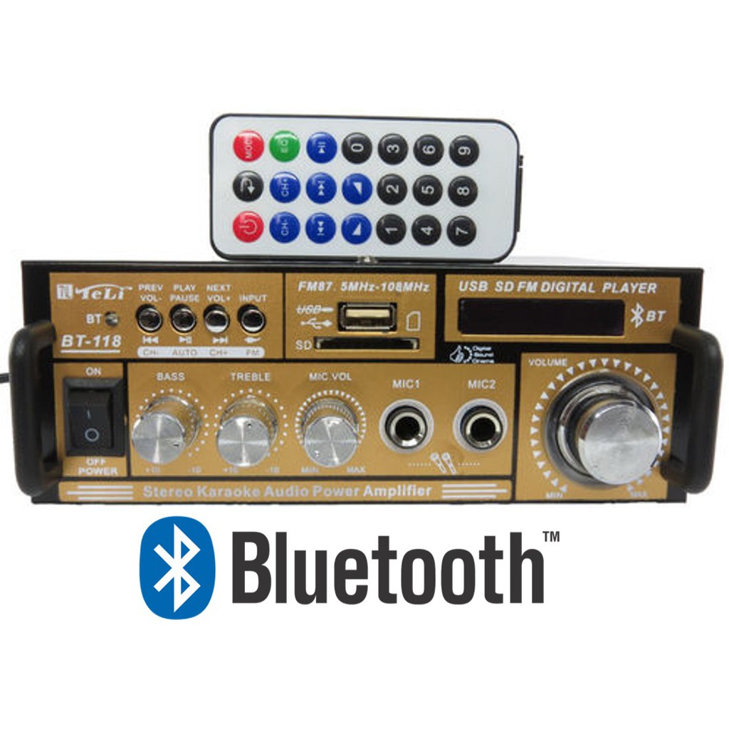 Mini amplificador modulo Bt-118 com bluetooth Karaokê Rádio FM, MP3 Player