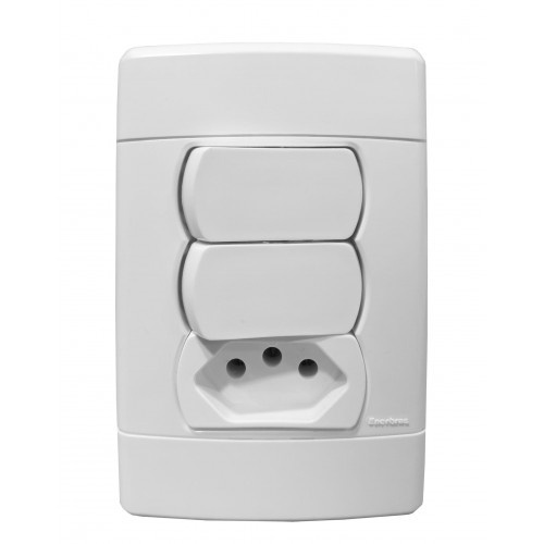 CJ INTERRUPTOR DUPLO PARALELO + TOMADA 20A 4X2 - ENERBRAS NEO SOTTILE BRANCO - EN5198-EPN