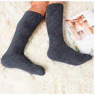 2 pares Meia Felpuda Cano Alto 53CM cor Lisa Masculina  Adulto 34ao46 térmica atoalhada meias macia frio inverno
