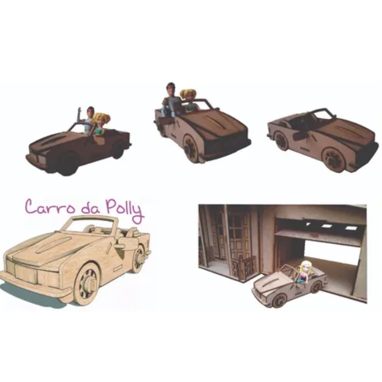 Carro Carrinho Conversível Polly Mdf Poly Pocket - Darama