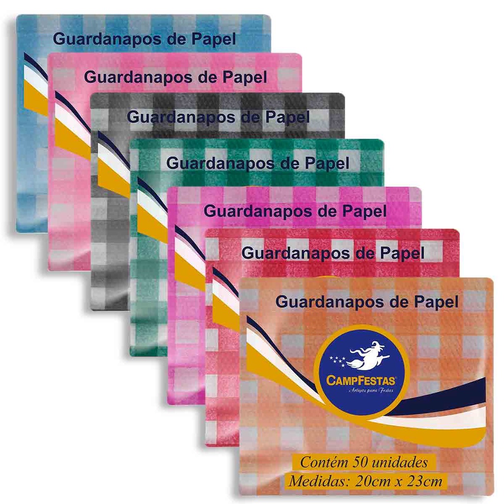 Guardanapo Descartável Xadrez CampFestas 20x23cm 50und