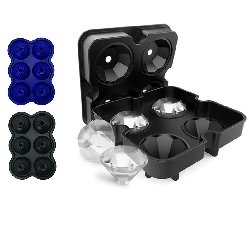 Forma para Gelo Silicone Bola Redondo Bar Esferas Whisky Bebida 06 Esferas e 04 Esferas