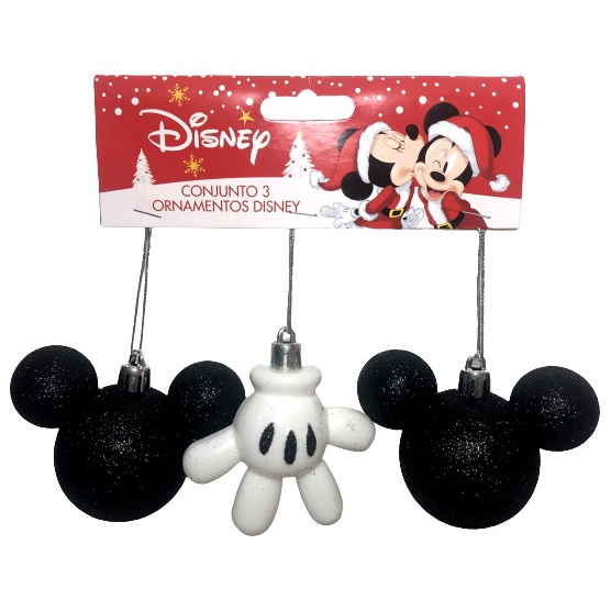 Conjunto 03 Ornamentos De Natal - Enfeite De Árvore Do Mickey Mouse - Mão  Mãozinha E Cabeça Símbolo Preto - Decoração Natalina - Disney | Shopee  Brasil
