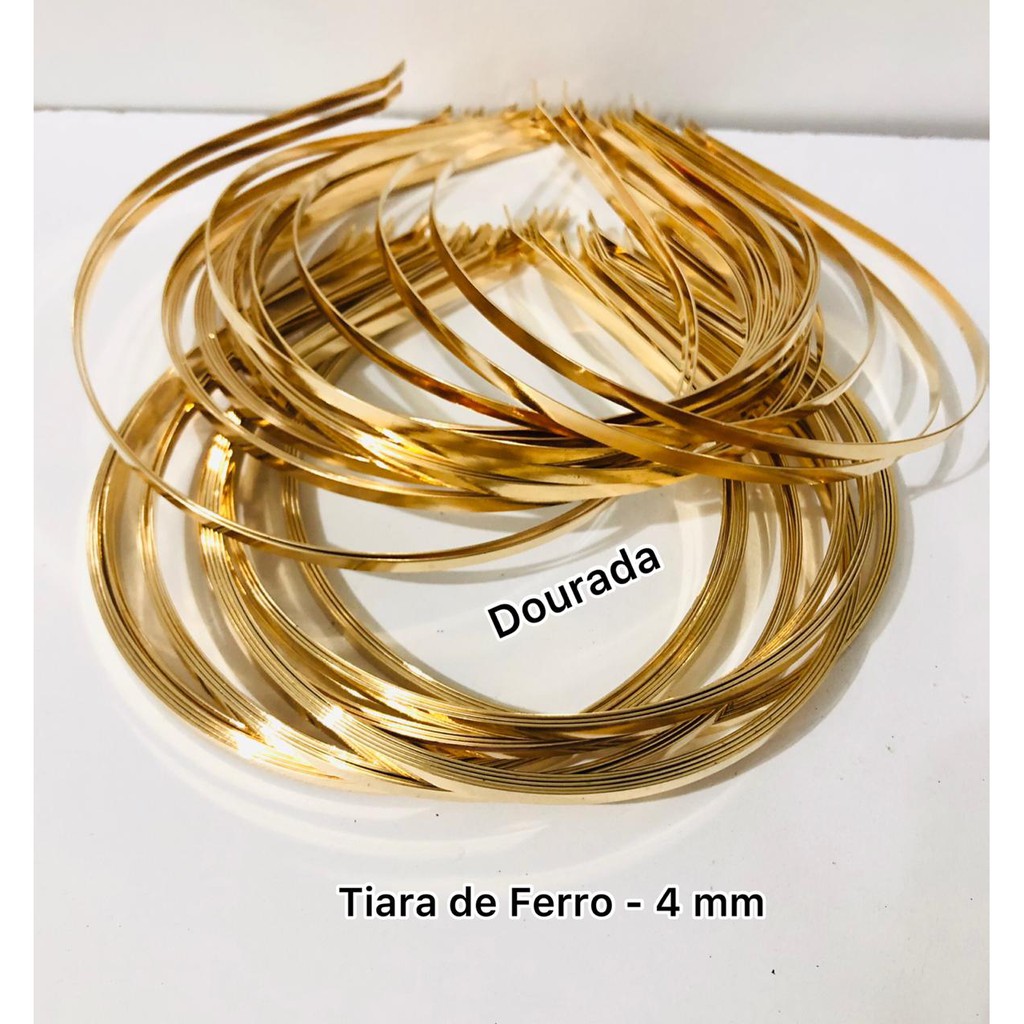 Tiara de Ferro Dourada ou Prata (4mm) - 6 Unidades em Oferta na Shopee