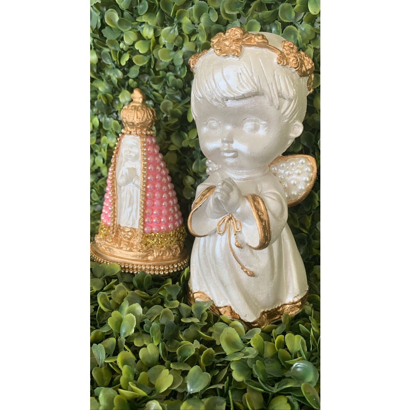 Kit Nossa Senhora Aparecida Baby Rosa + Anjo da Guarda Infantil — imagem 2 de 2