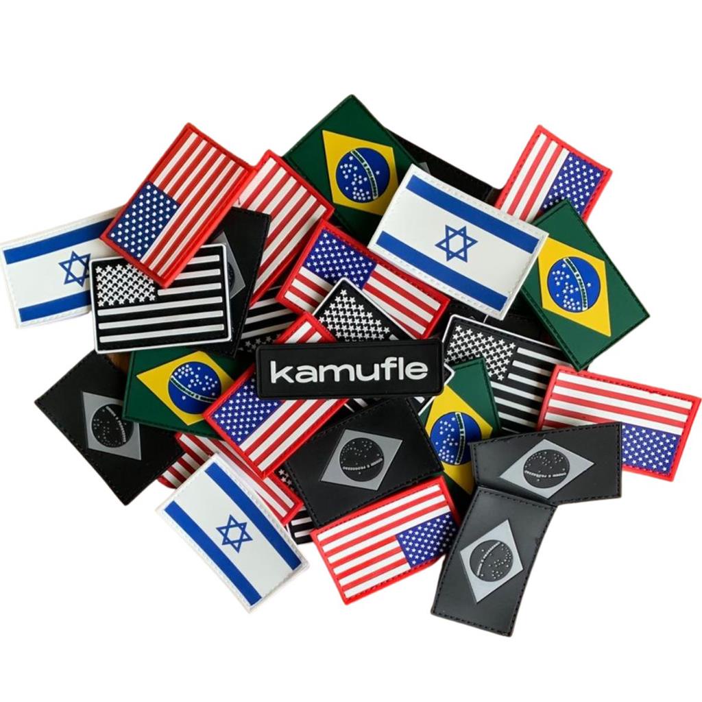 Pach Bandeiras Emborradas Com Velcro Paises 8,8cm X 5,8cm