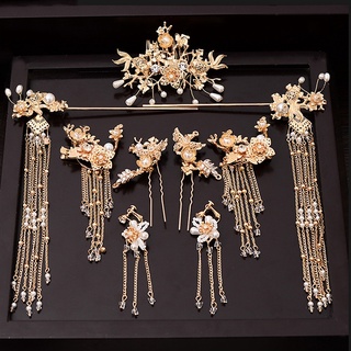 Flower Pearls Hairpins Sticks Sets Vintage Gold Color Hair Combs Earrings  Jewelry Classical Style Hair Accessories | Shopee Brasil